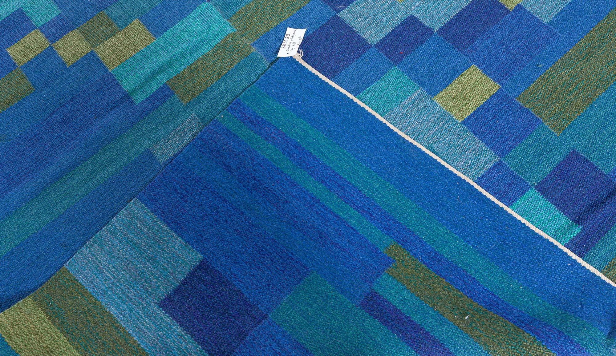 Doris Leslie Blau Midcentury Swedish Flat-Weave Wool Rug signed AB For Sale 3