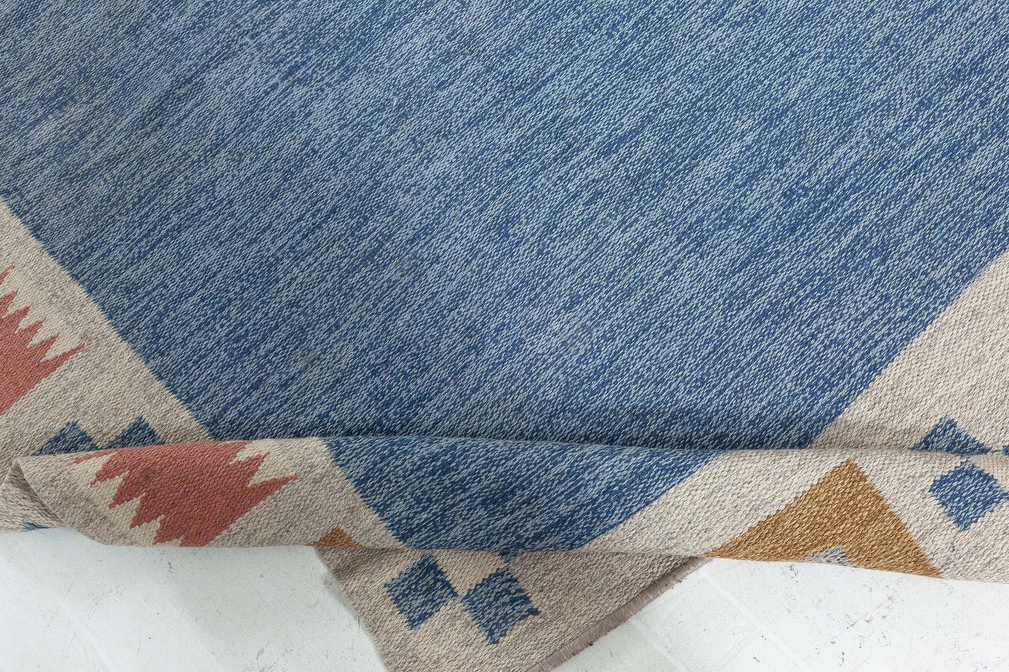 Mid-Century Modern Doris Leslie Blau Vintage Swedish Flat Weave Rug by Birgitta Söderkvist, (BS) For Sale
