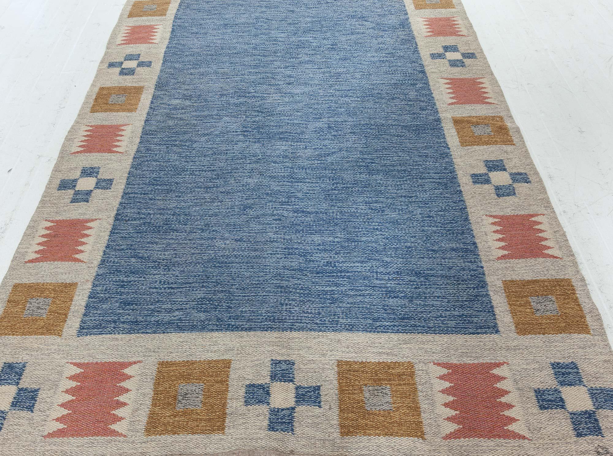 Scandinavian Doris Leslie Blau Vintage Swedish Flat Weave Rug by Birgitta Söderkvist, (BS) For Sale