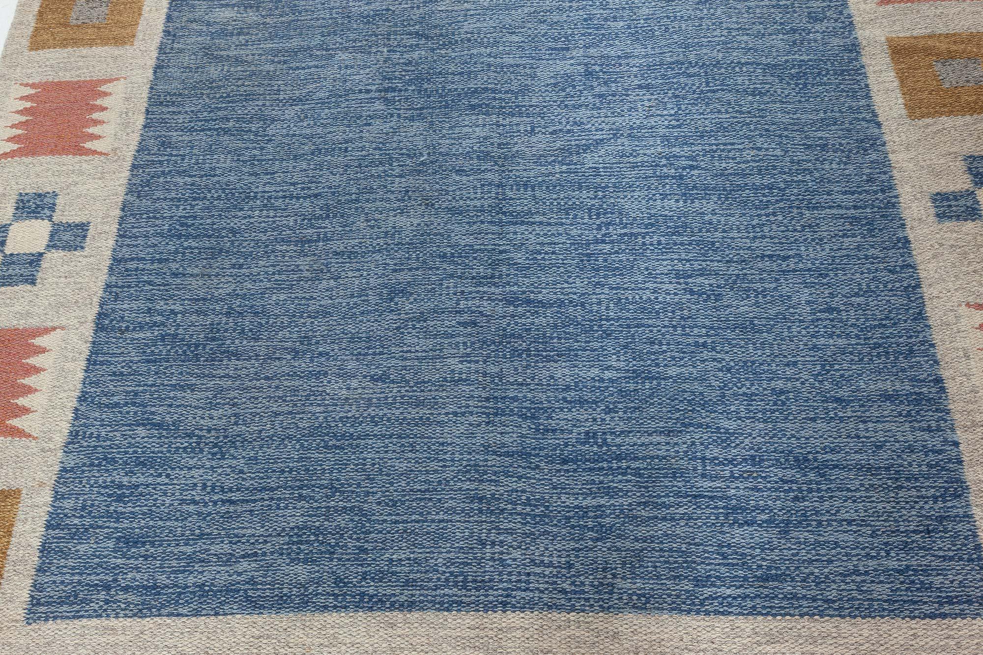 Hand-Woven Doris Leslie Blau Vintage Swedish Flat Weave Rug by Birgitta Söderkvist, (BS) For Sale