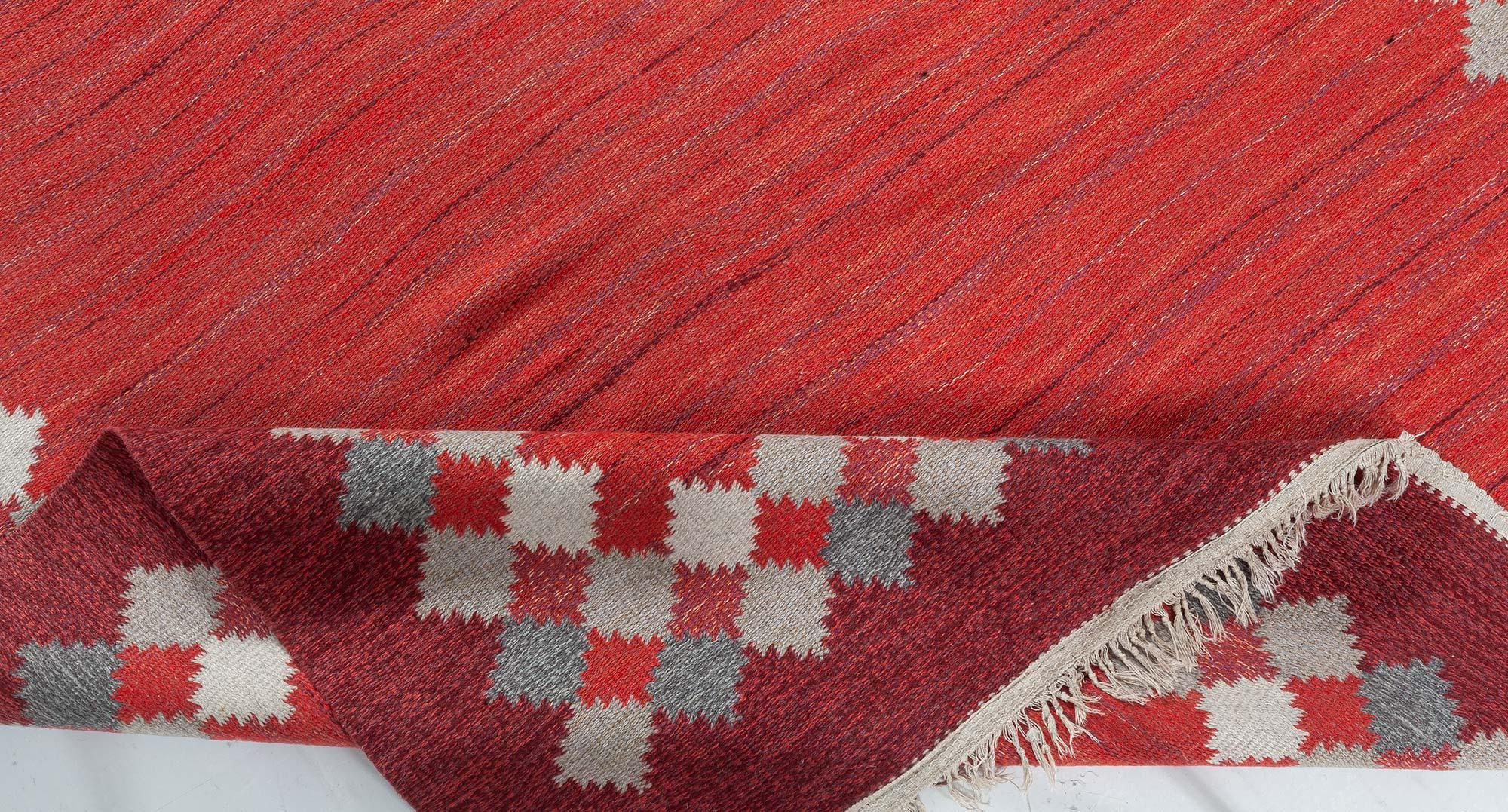 Scandinave Doris Leslie Blau Midcentury Swedish Flat Woven Rug by Ingegerd Silow en vente