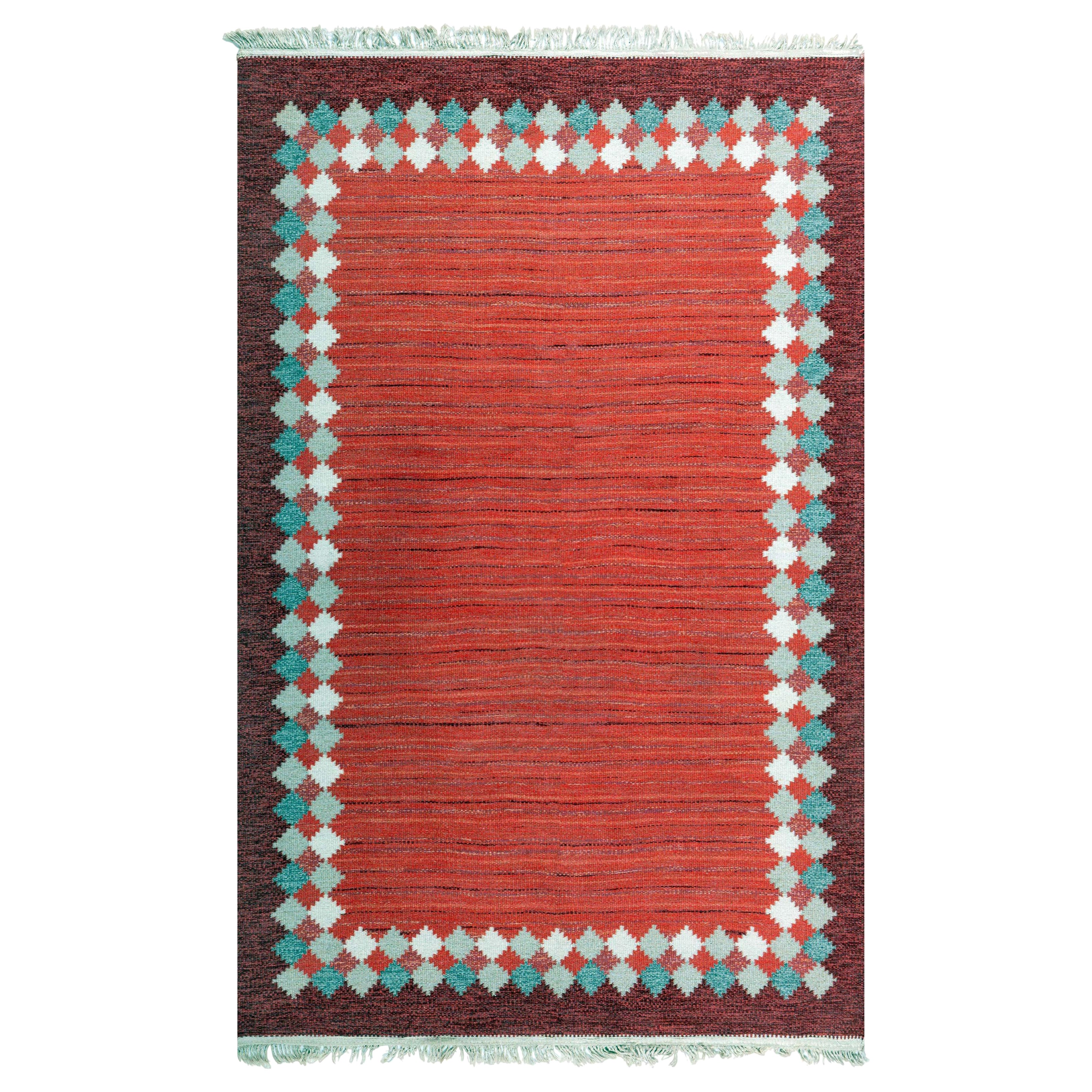 Doris Leslie Blau Midcentury Swedish Flat Woven Rug by Ingegerd Silow
