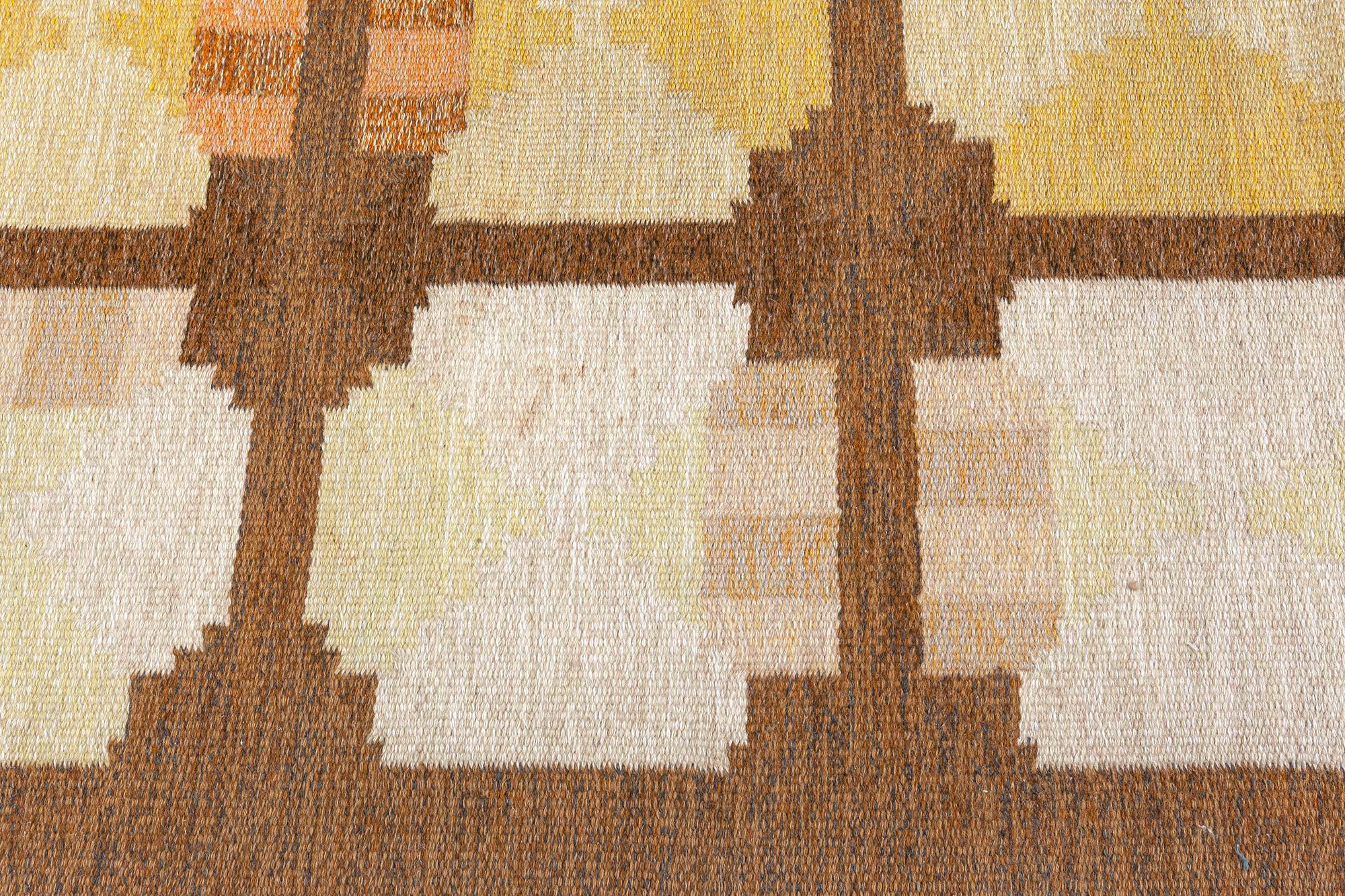 Suédois Tapis suédois à tissage plat vintage Doris Leslie Blau par Ingegerd Silow, signé «IKS » en vente