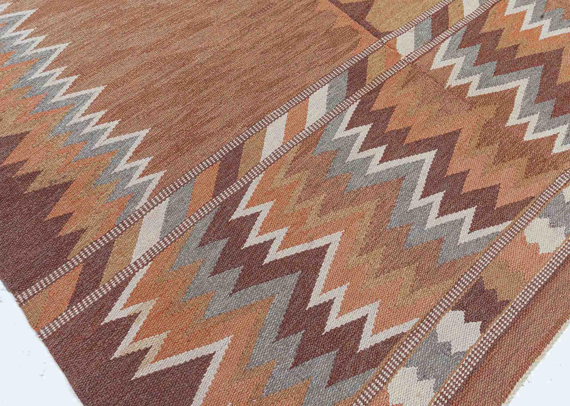 Scandinavian Doris Leslie Blau Midcentury Swedish Flat-Weave Rug For Sale