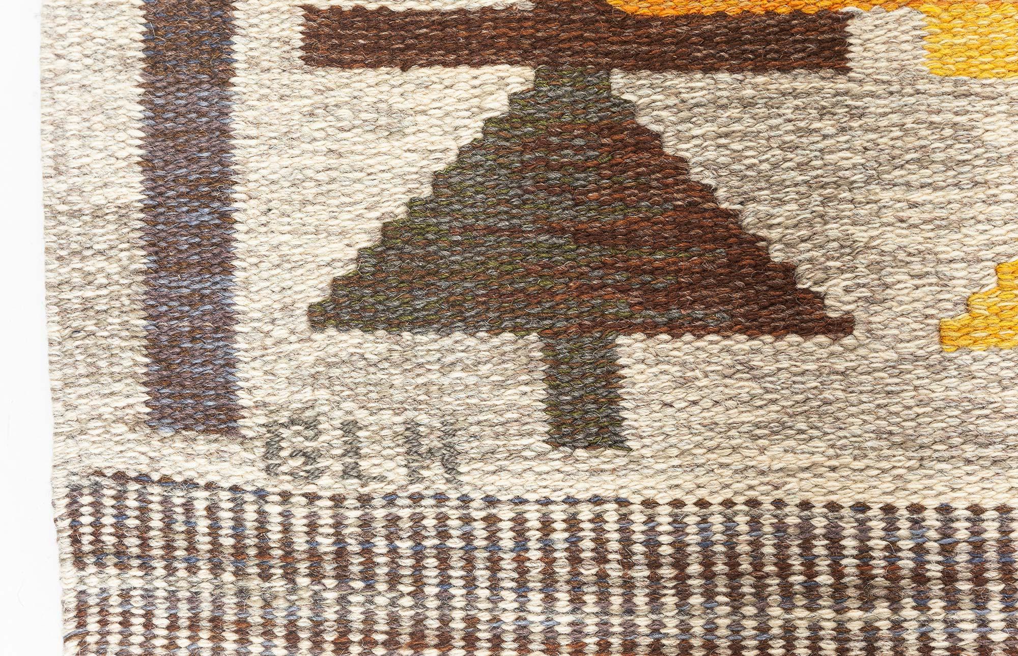 Mid-20th Century Swedish rolakan rug by Gavleborgs Lans Hemslojd
Size: 6'7