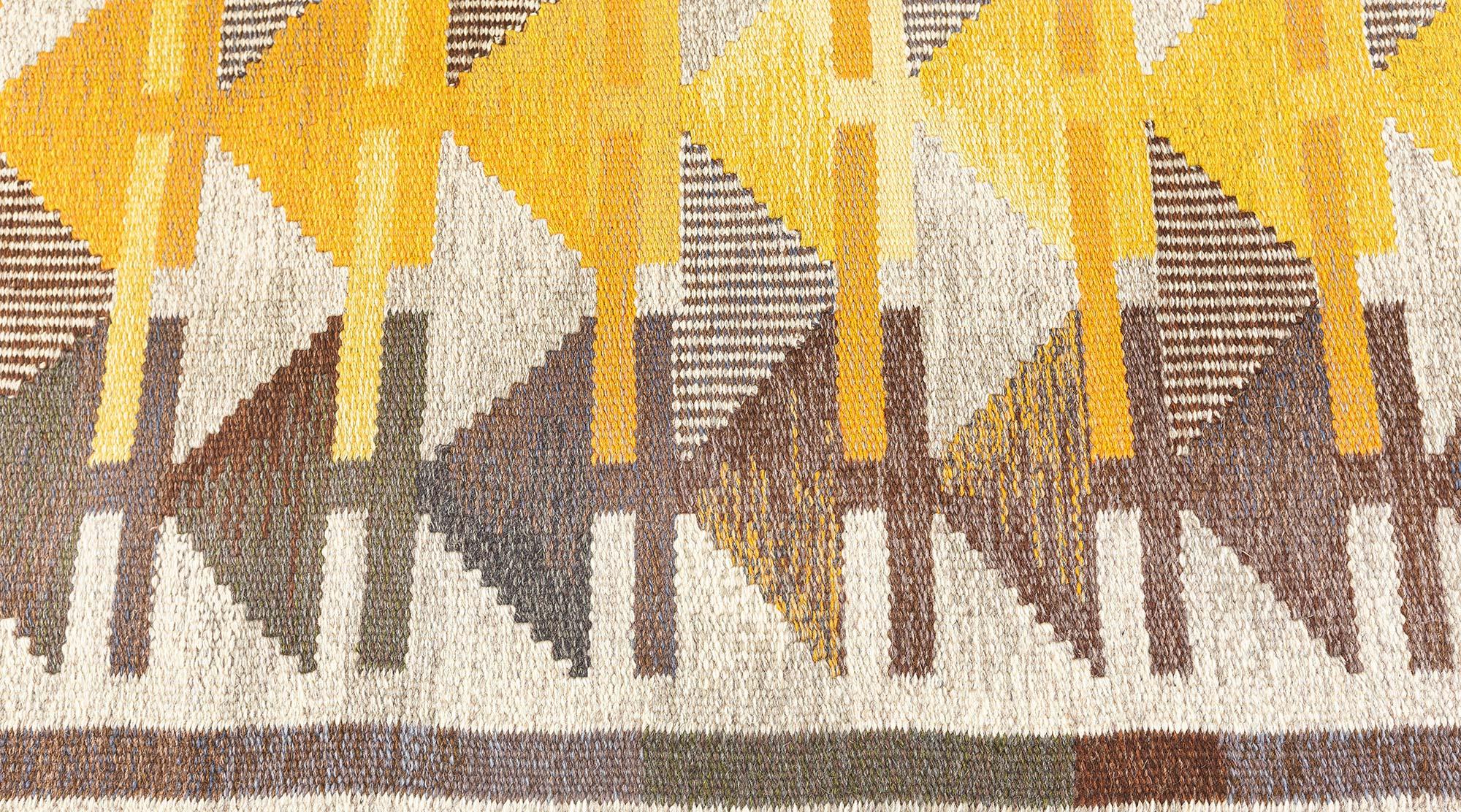 Doris Leslie Blau Midcentury Swedish Rolakan Rug by Gavleborgs Lans Hemslojd (Moderne der Mitte des Jahrhunderts) im Angebot