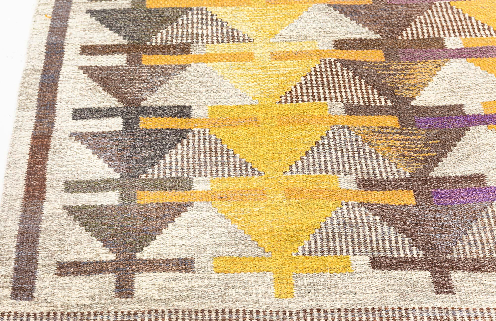 Doris Leslie Blau Midcentury Swedish Rolakan Rug by Gavleborgs Lans Hemslojd (20. Jahrhundert) im Angebot