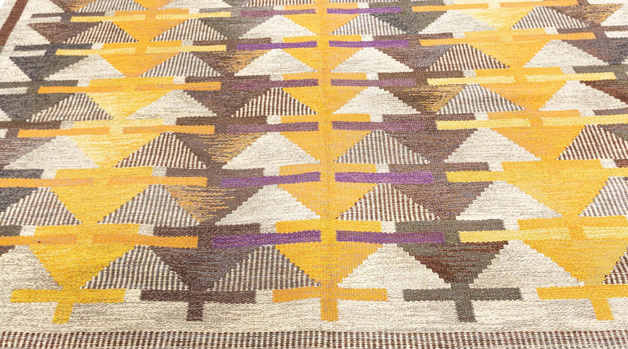 Doris Leslie Blau Midcentury Swedish Rolakan Rug by Gavleborgs Lans Hemslojd (Wolle) im Angebot