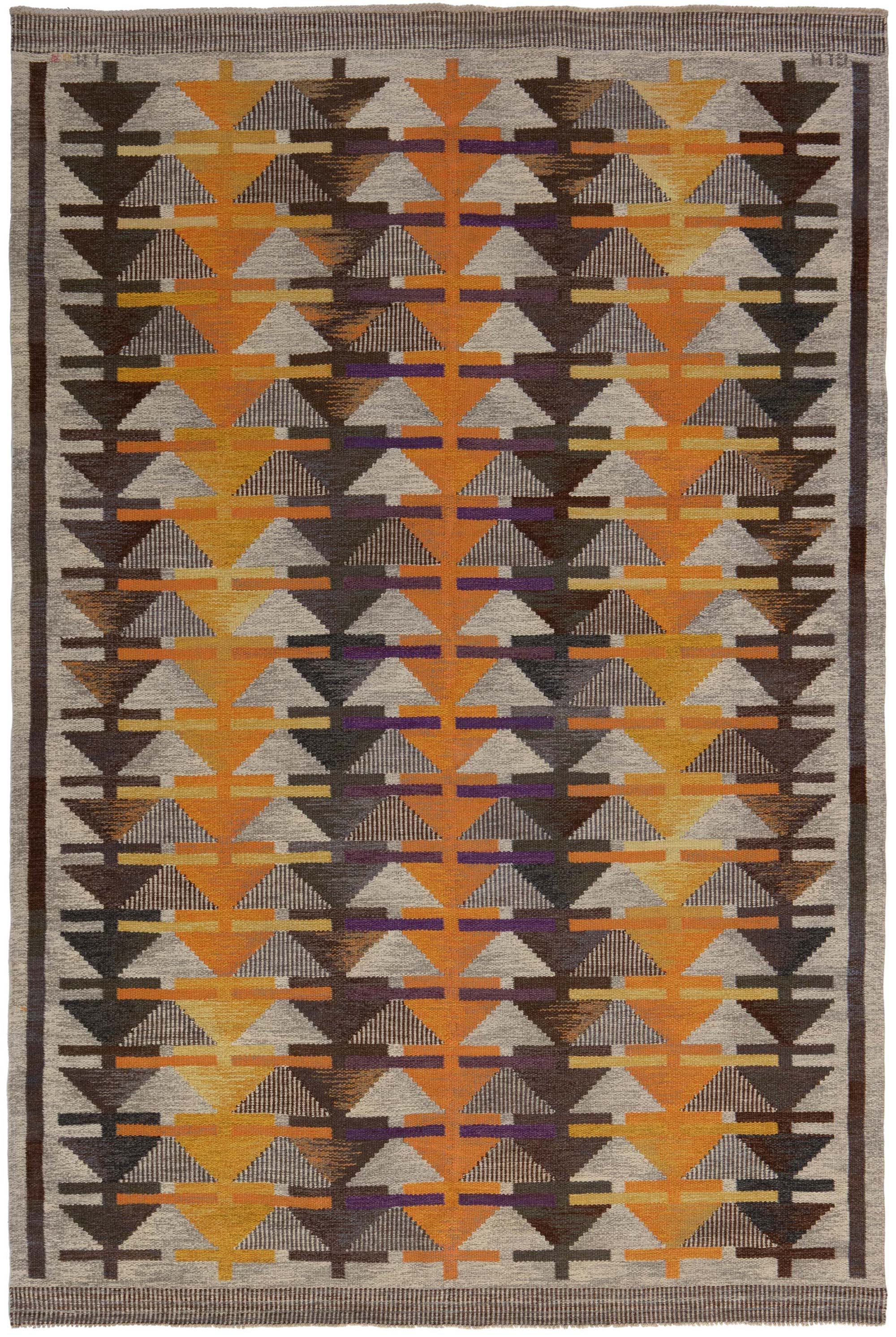 Doris Leslie Blau Midcentury Swedish Rolakan Rug by Gavleborgs Lans Hemslojd