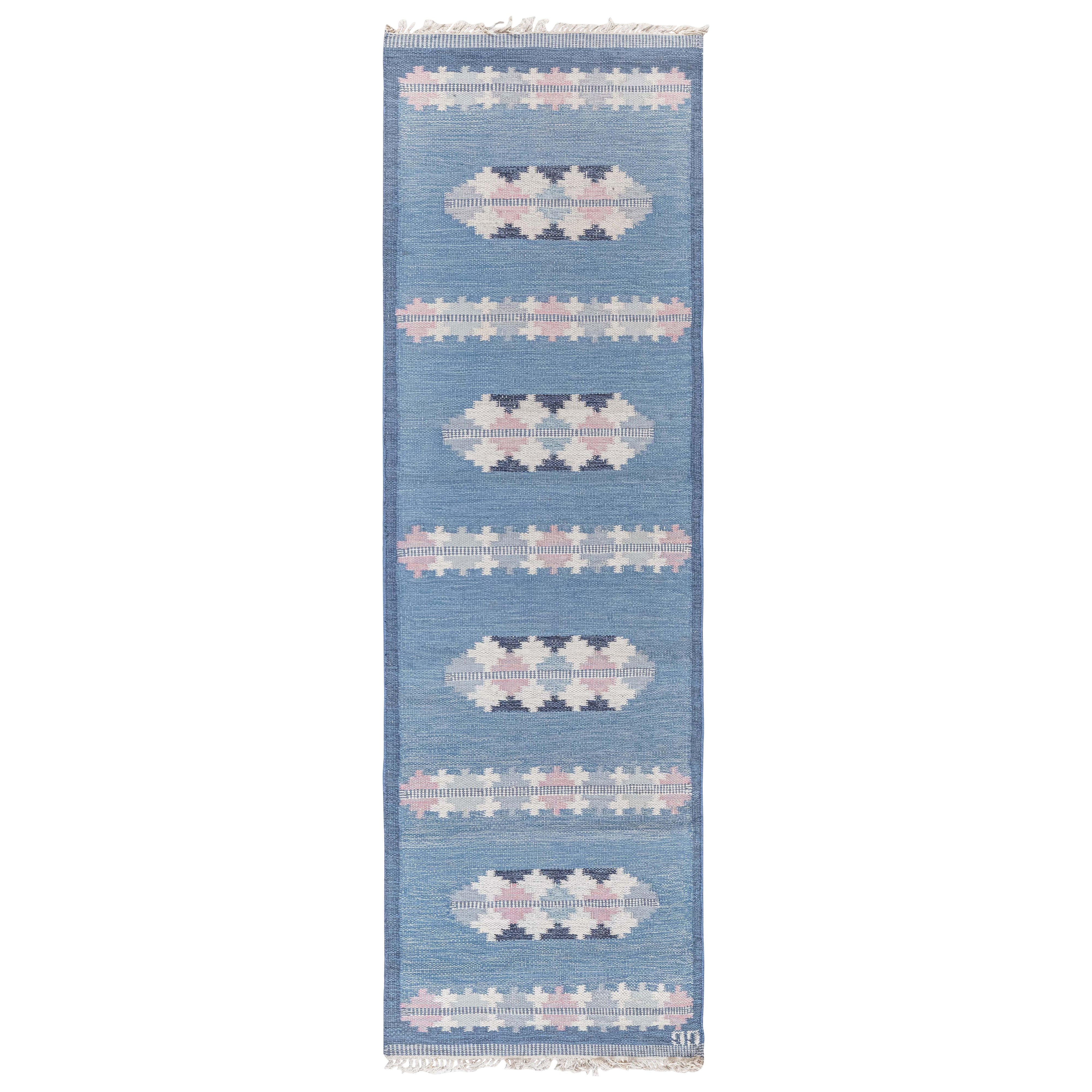 Doris Leslie Blau Midcentury Swedish Runner by Gitt Granssjo-Carlsson 'GG' in vendita