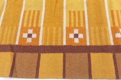 Doris Leslie Blau Midcentury Swedish Yellow Brown Handwoven Wool Rug