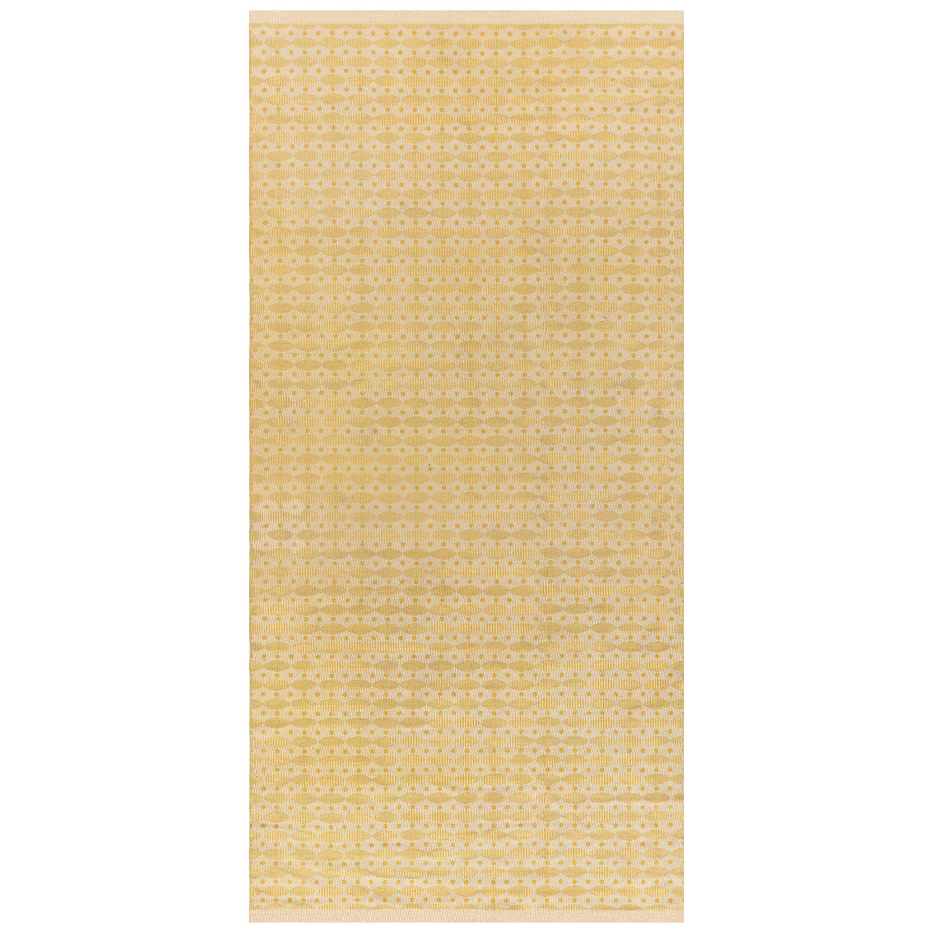 Doris Leslie Blau Midcentury Swedish Yellow Double Sided Fragment Rug For Sale