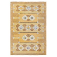 Tapis suédois jaune à tissage plat du milieu du siècle dernier de Doris Leslie Blau par Ingegerd Silow