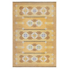 Doris Leslie Blau Midcentury Swedish Yellow Flat-Weave Rug by Ingegerd Silow