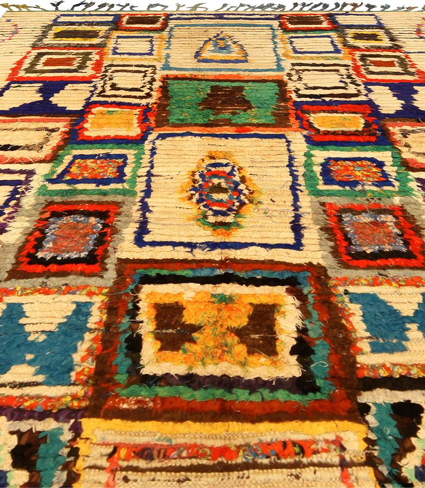 Vintage Moroccan Rug - Vibrant Abstract Geometric Composition
Size: 4'0