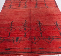 Doris Leslie Blau Moroccan Vintage Geometric Brick Red Hand-Knotted Wool Carpet
