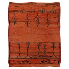 Doris Leslie Blau Moroccan Vintage Geometric Brick Red Hand-Knotted Wool Carpet