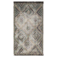 Doris Leslie Blau Moroccan Vintage Geometric Dark Gray Hand-Knotted Wool Carpet