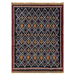 Doris Leslie Blau Moroccan Vintage Geometric Ivory Hand-Knotted Wool Carpet