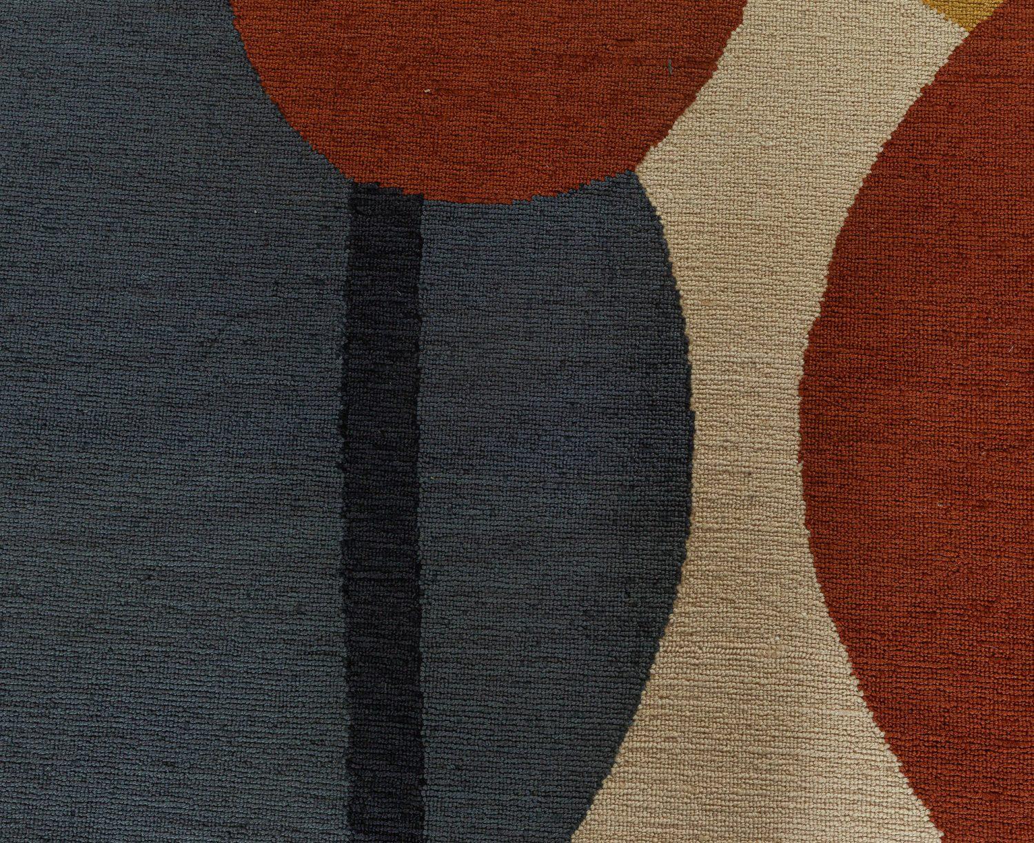 Annodato a mano Tappeto in lana Doris Leslie Blau di ispirazione Art Deco Beige, Nero, Blu, Oro, Rosso in vendita