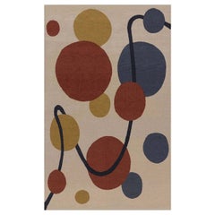 Doris Leslie Blau New Art Deco Inspired Beige, Black, Blue, Gold, Red, Wool Rug