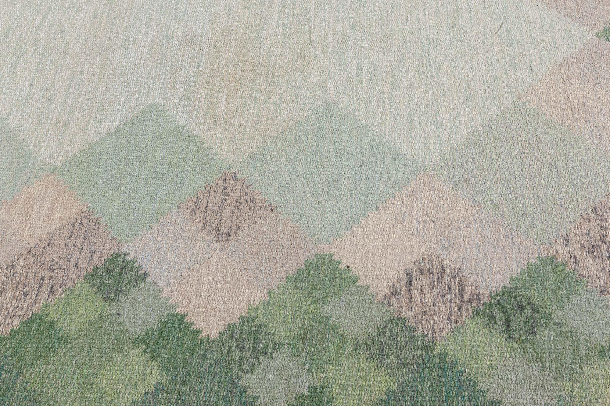 Doris Leslie Blau „Opal“ – Flachgewebter schwedischer Flachgewebe-Teppich von Brita Svefors, Mitte des Jahrhunderts im Zustand „Gut“ im Angebot in New York, NY