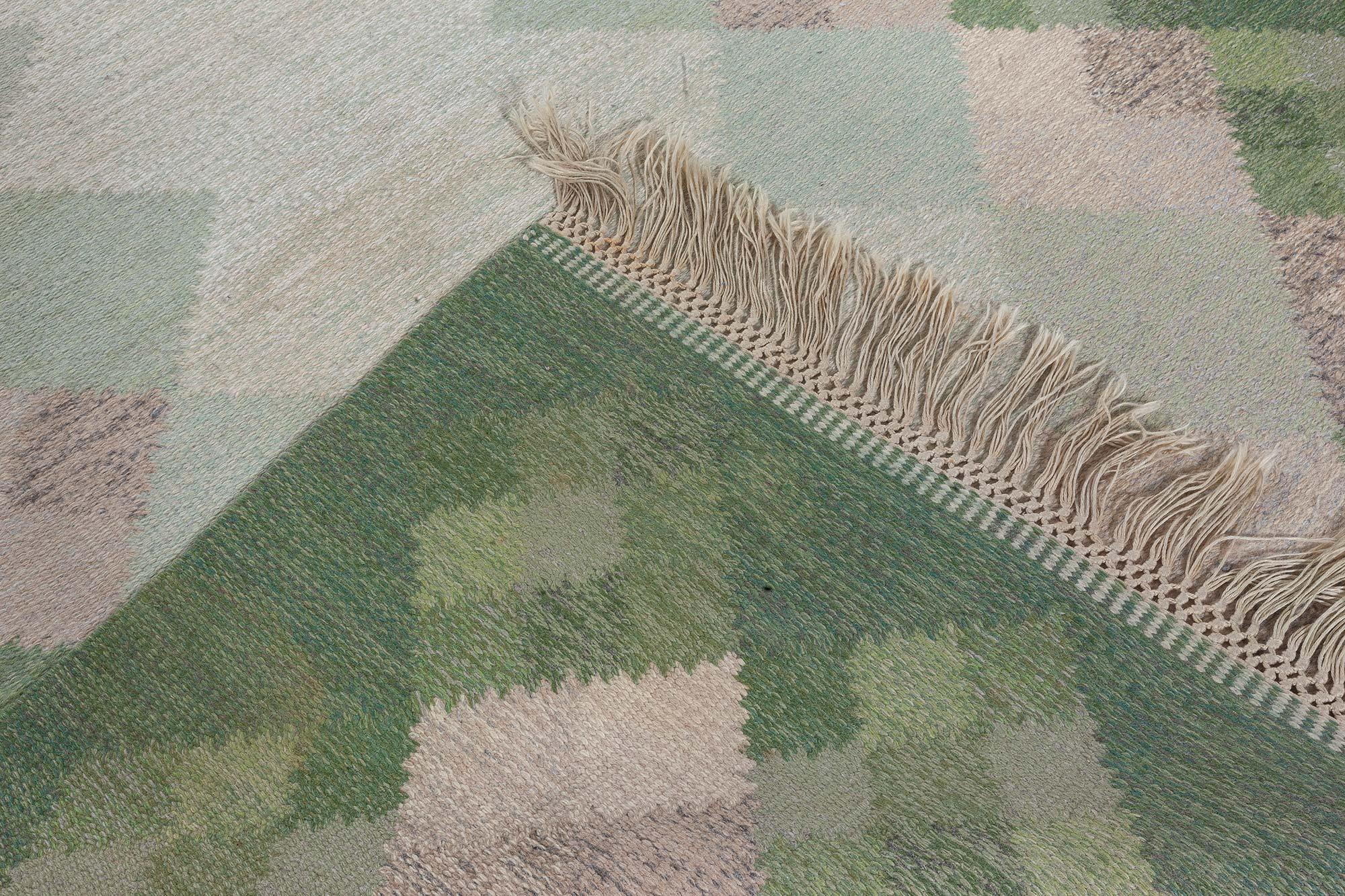 Doris Leslie Blau „Opal“ – Flachgewebter schwedischer Flachgewebe-Teppich von Brita Svefors, Mitte des Jahrhunderts (Wolle) im Angebot