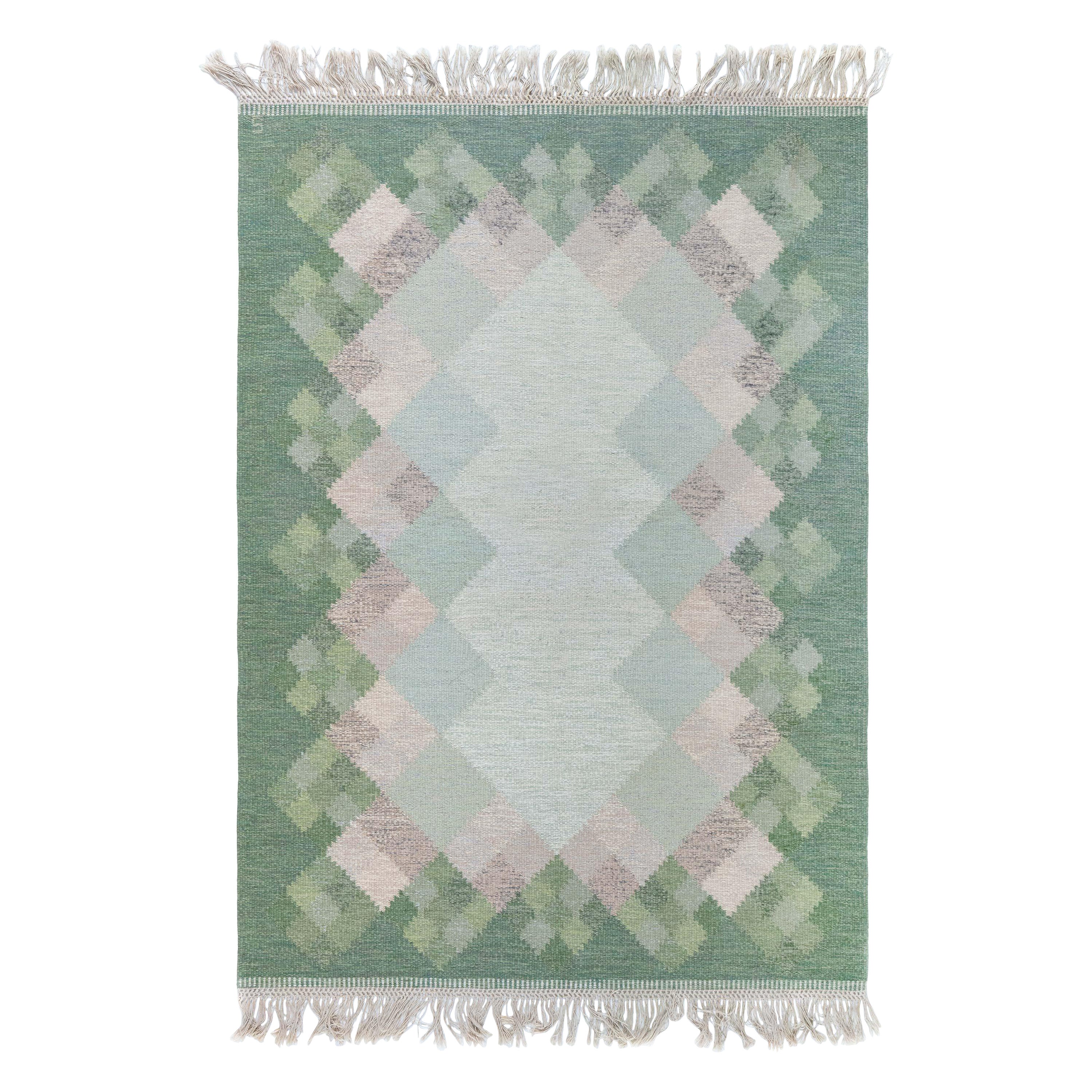 Doris Leslie Blau "Opal" - Alfombra sueca de tejido plano de mediados de siglo por Brita Svefors en venta
