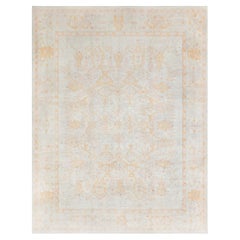 Doris Leslie Blau Oushak Turkish Antique Allover Floral Pale Sand Rug - c. 1900