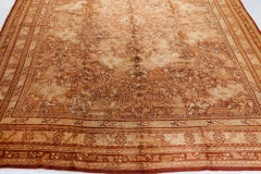 Doris Leslie Blau Oushak Turkish Antique Allover Floral Warm Tan Rug - c. 1920