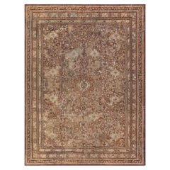 Doris Leslie Blau Oushak Turkish Antique Allover Floral Warm Tan Rug - c. 1920