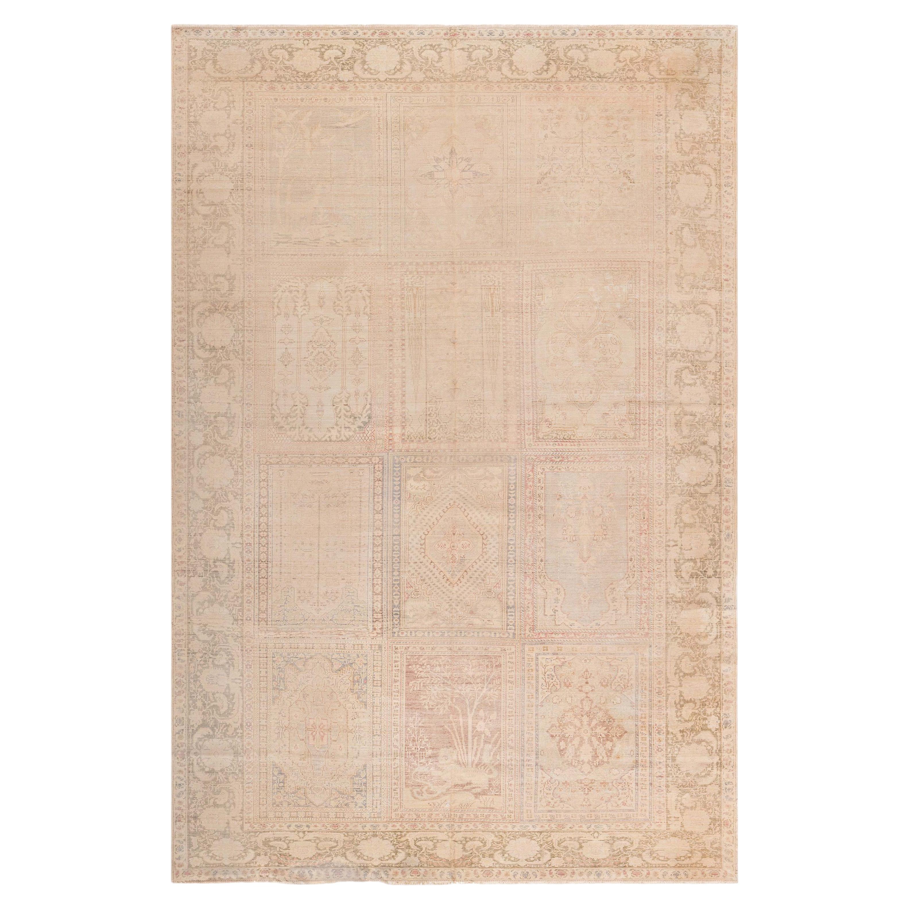 Doris Leslie Blau Oushak Turkish Antique Allover Pale Sand Rug - c. 1880