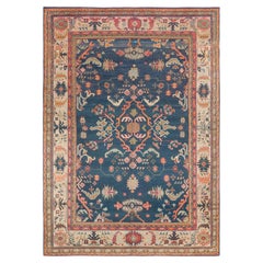 Doris Leslie Blau Oushak Turkish Antique Floral Medallion Warm Tan Rug - c. 1900