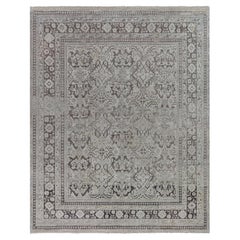 Doris Leslie Blau Oushak Turkish Antique Geometric Light Gray Rug - c. 1920