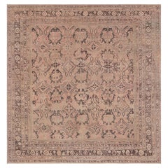 Doris Leslie Blau Oushak Turkish Antique Geometric Pale Sand Carpet - c. 1900