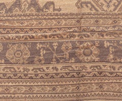 Tappeto turco antico Oushak di Doris Leslie Blau, con motivi geometrici color cuoio e marroni - 1900 circa