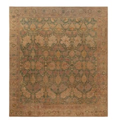 Tappeto turco antico Oushak a motivi geometrici color beige caldo di Doris Leslie Blau - 1900 circa