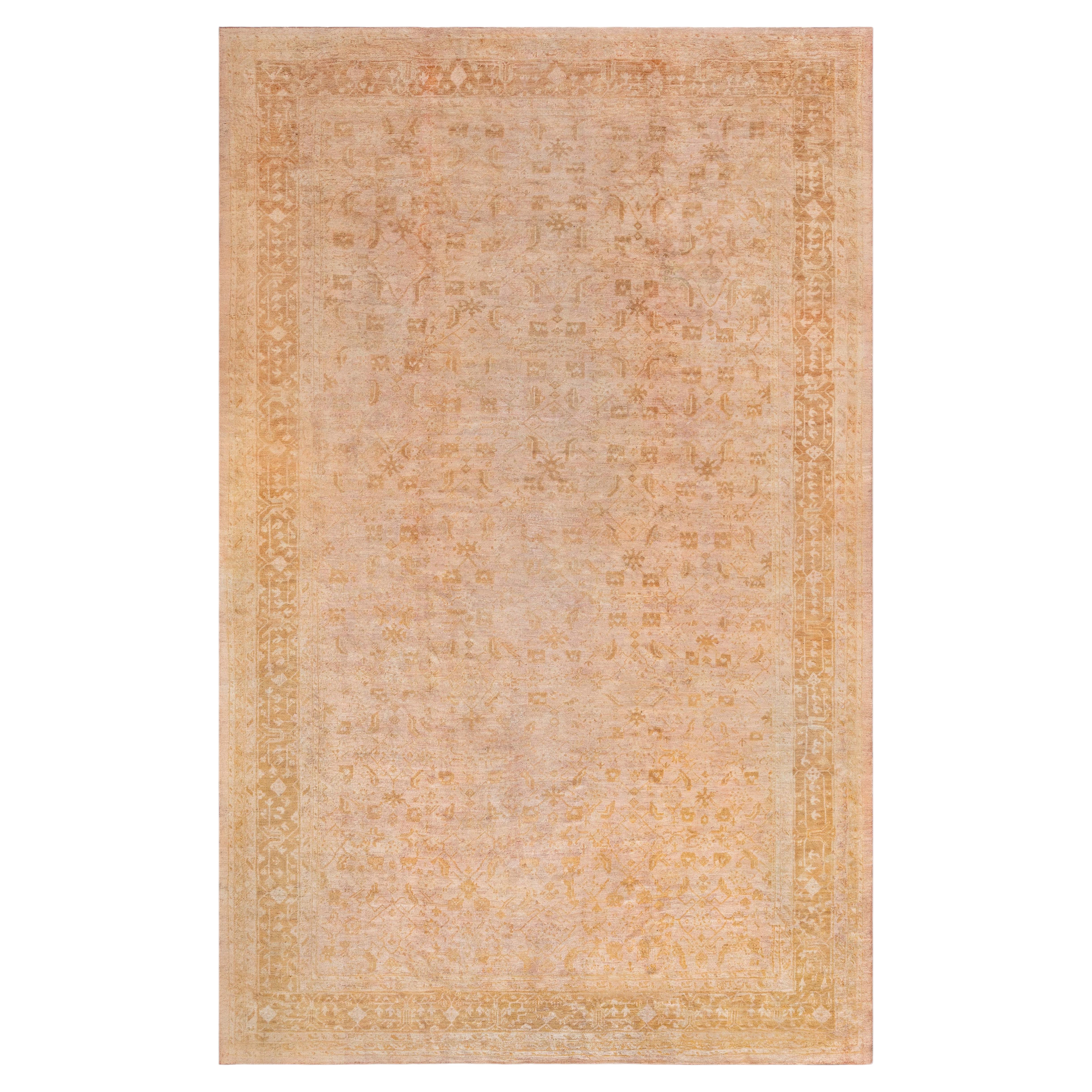 Doris Leslie Blau Oushak Turkish Antique Tan With Soft Beige Carpet - c. 1920