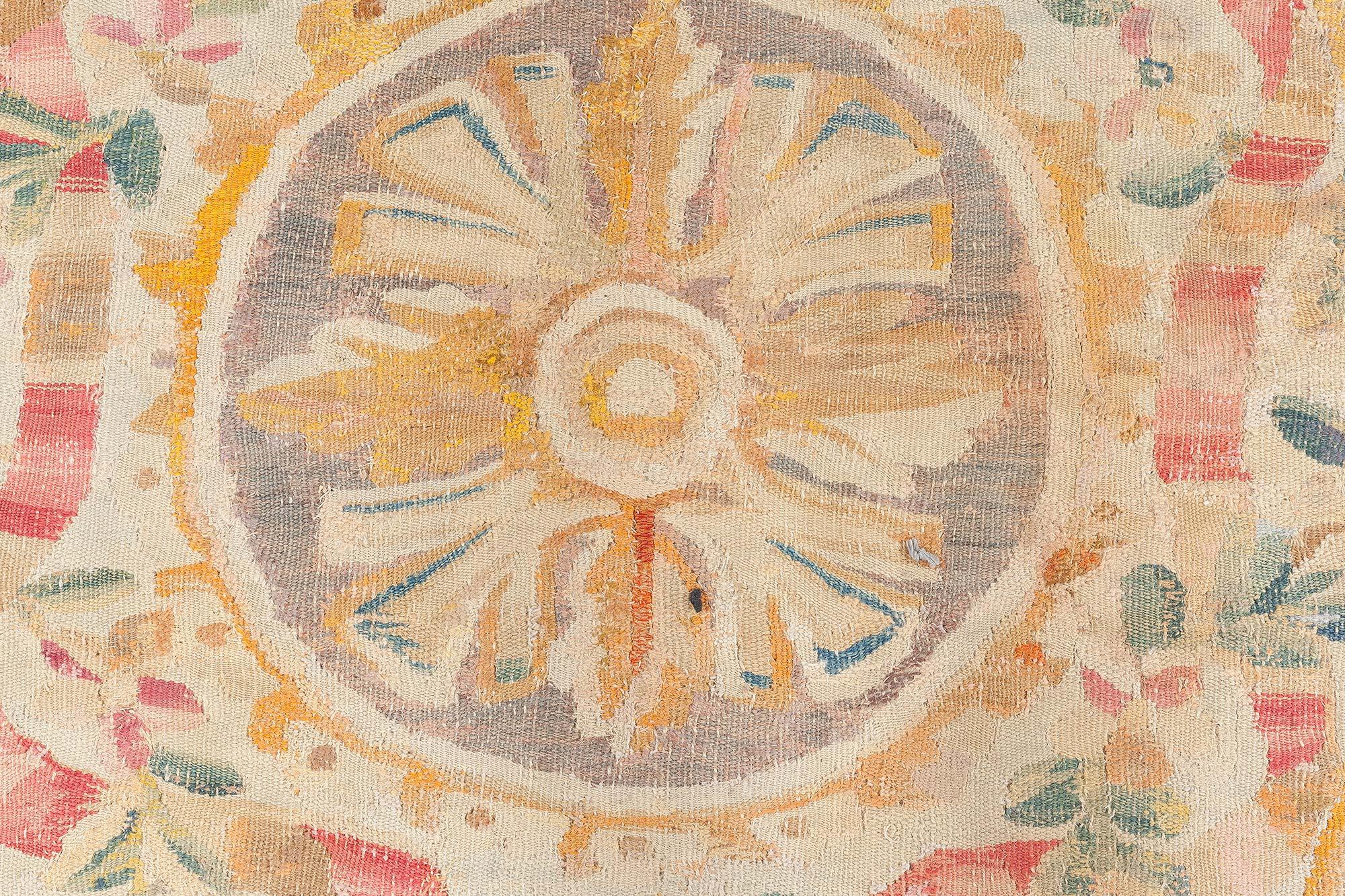 Doris Leslie Blau Oversized Antique French Aubusson Yellow Wool Rug For Sale 1
