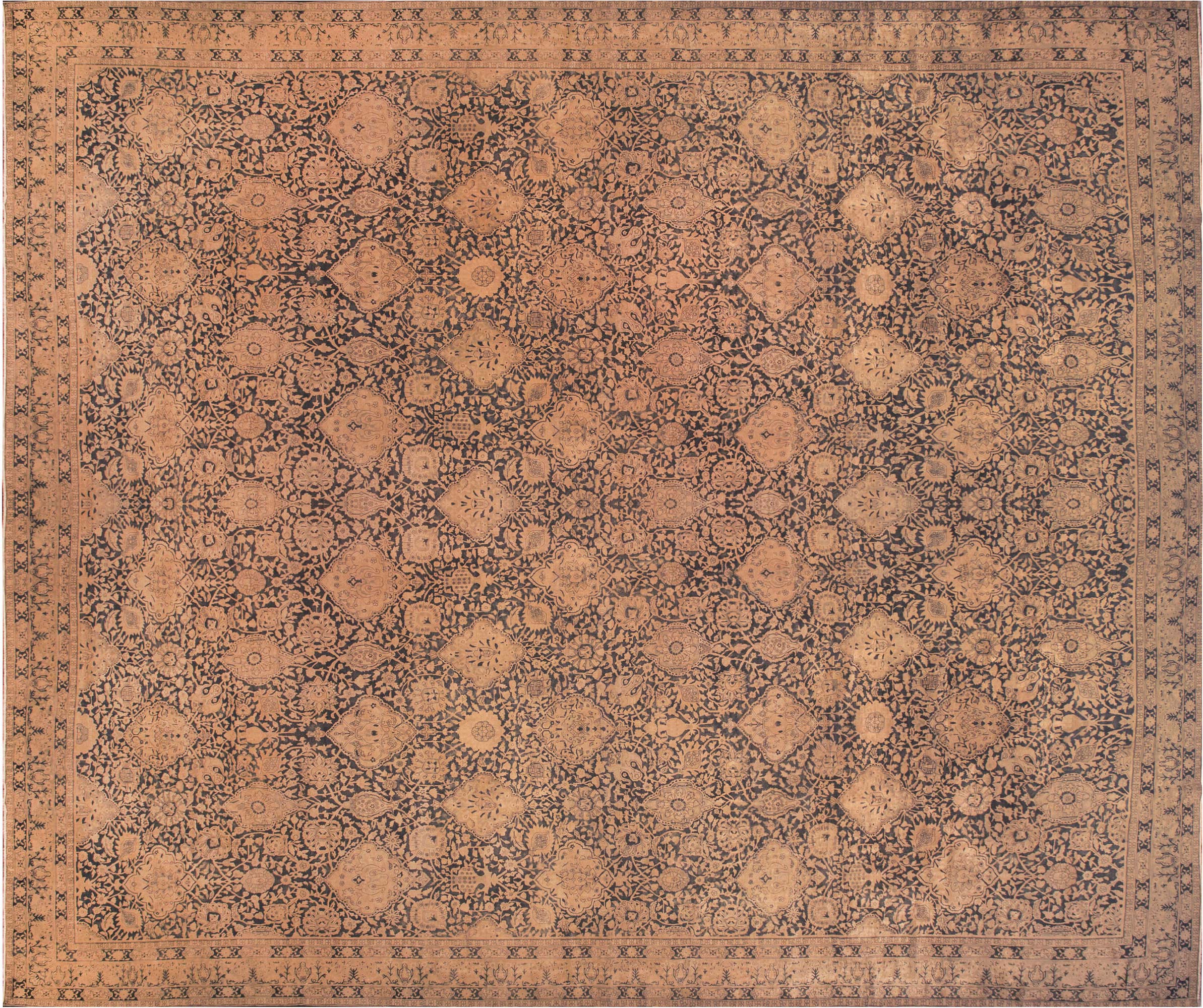 Doris Leslie Blau Alfombra de Lana Antigua Botánica India Hecha a Mano