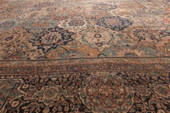 Doris Leslie Blau Oversized Antique Kirman Floral Allover Warm Tan Rug - c. 1900