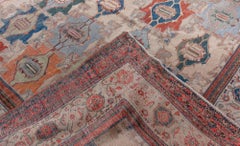 Doris Leslie Blau Oversized Antique Malayer Geometric Blue Carpet - c. 1900