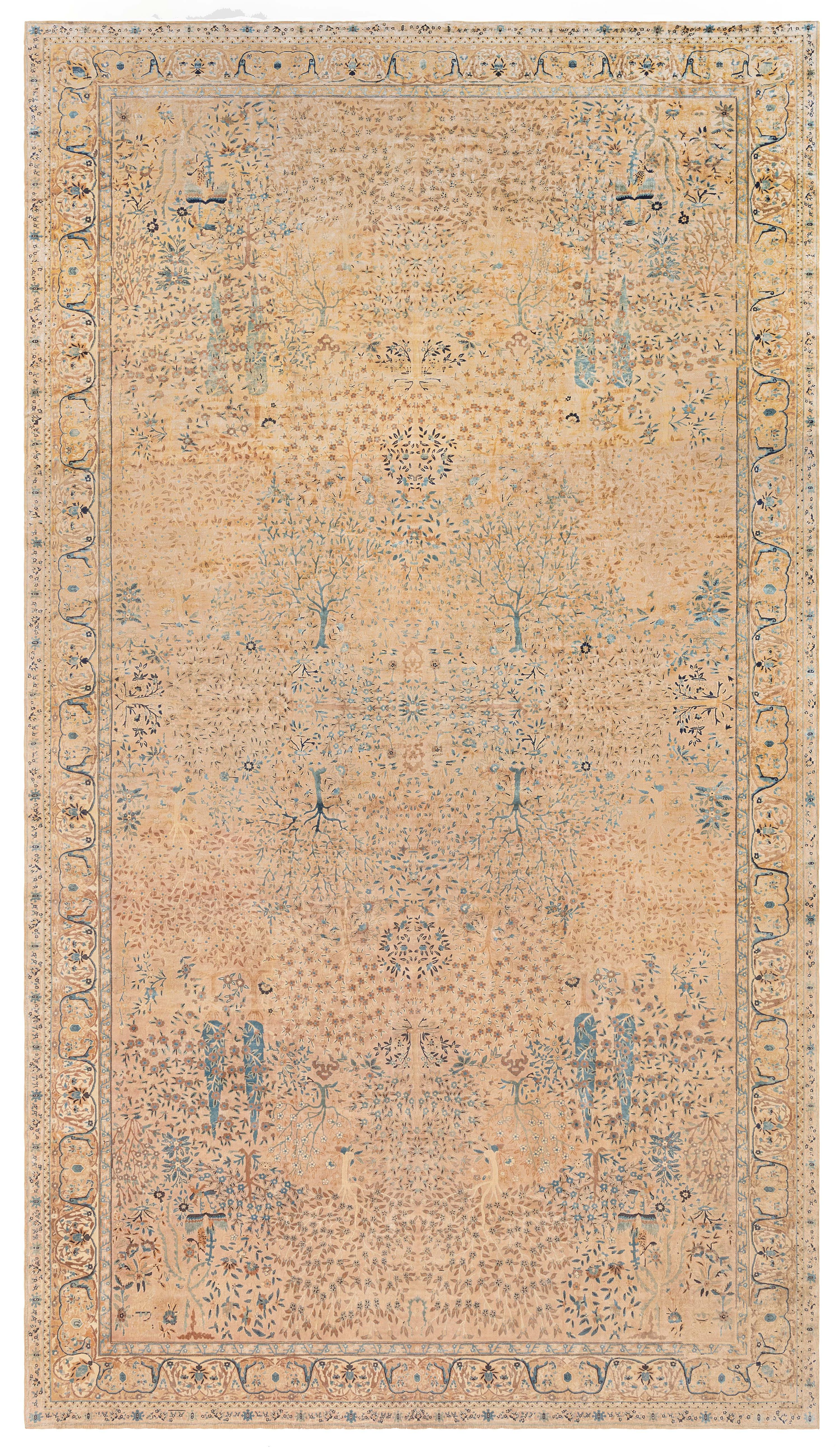 Doris Leslie Blau Oversized Antique North Indian Handmade Wool Rug