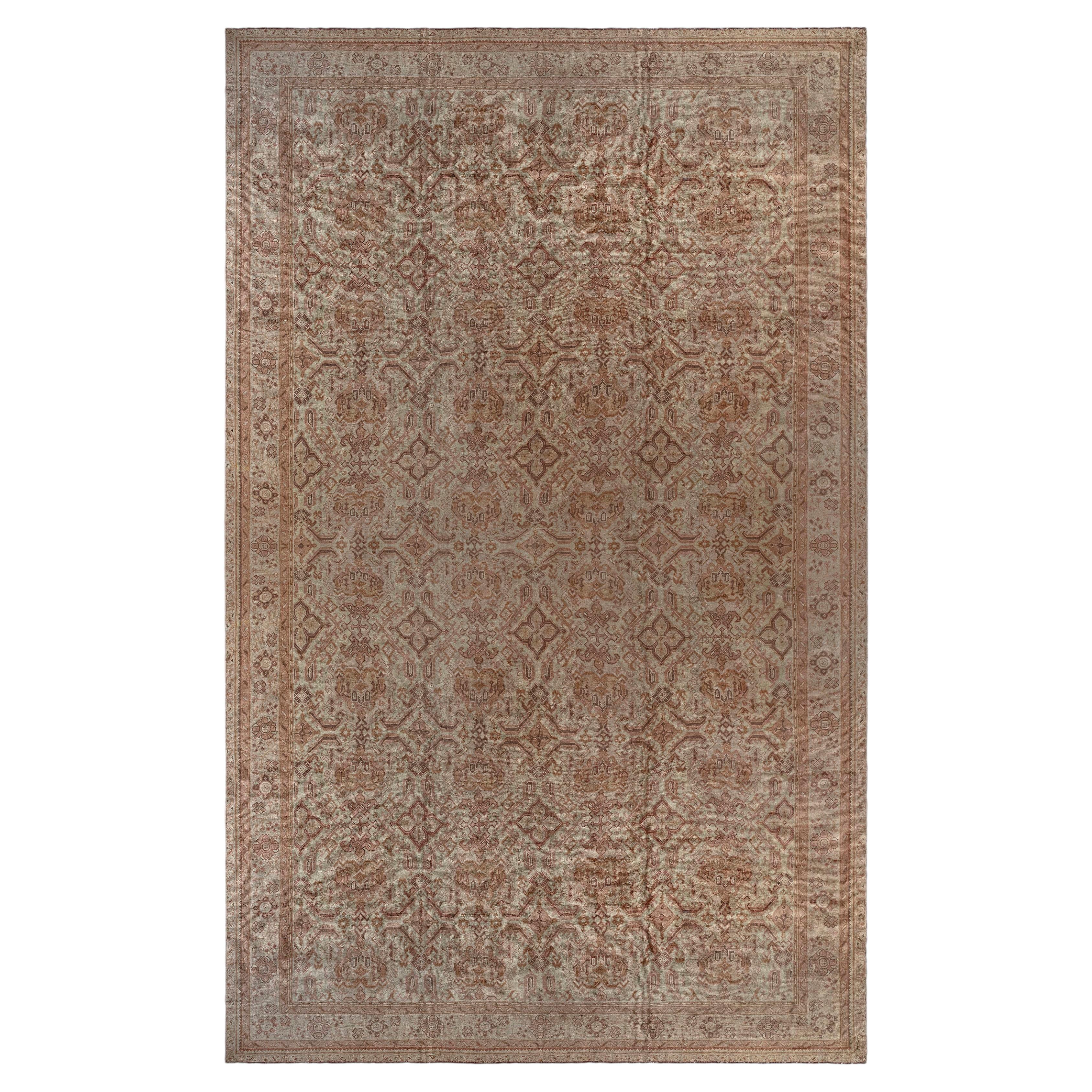 Doris Leslie Blau Oversized Antique Oushak Turkish Taupe Carpet - c. 1900