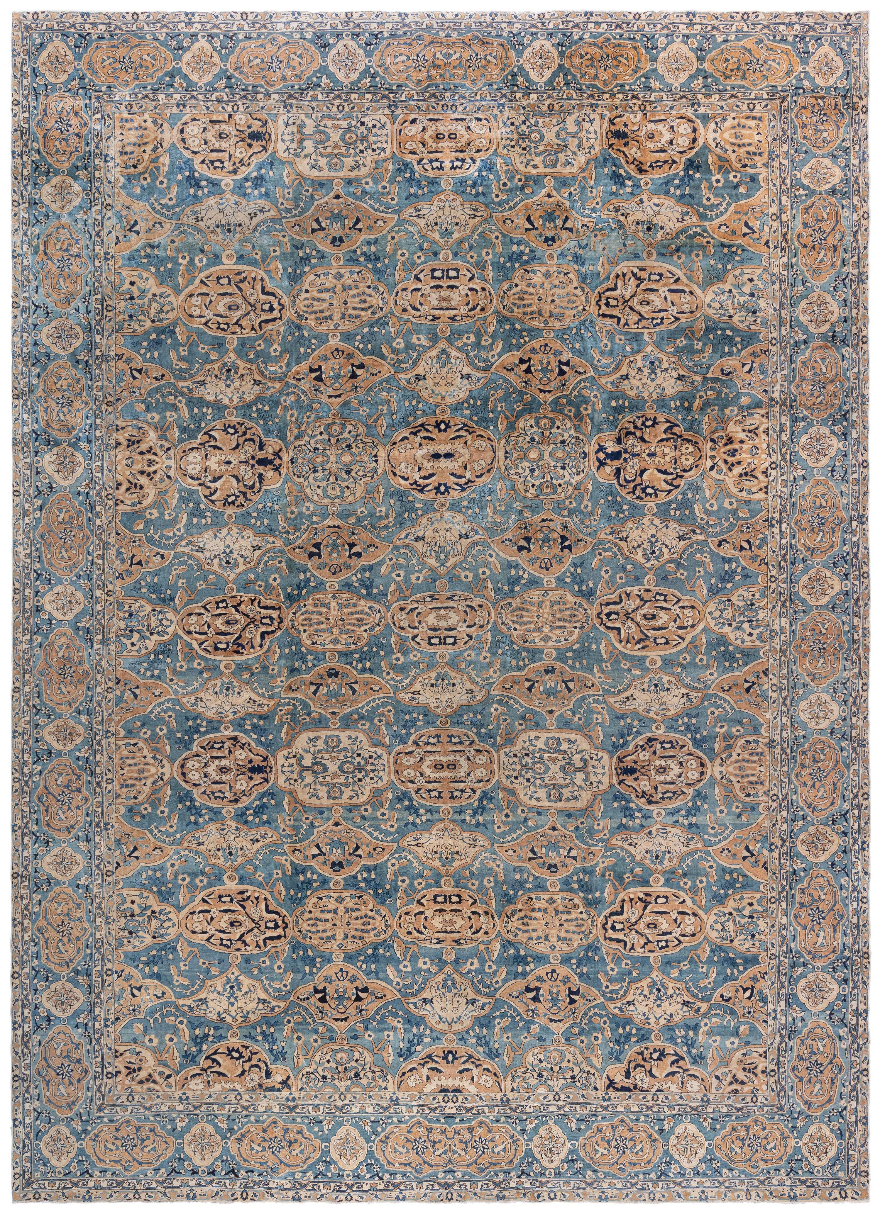 Doris Leslie Blau Oversized Antique Persian Kirman Carpet For Sale