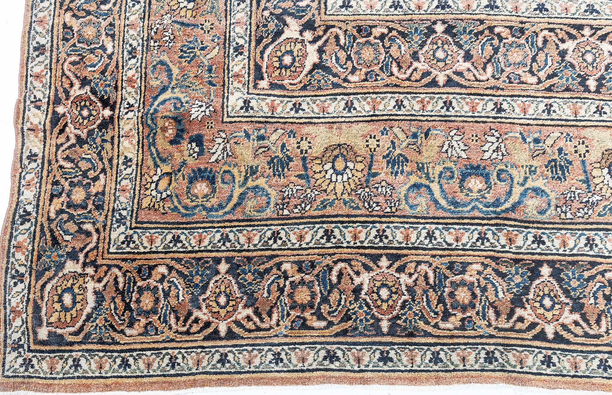 Doris Leslie Blau Alfombra Persa Antigua Sobredimensionada Meshad siglo XX en venta