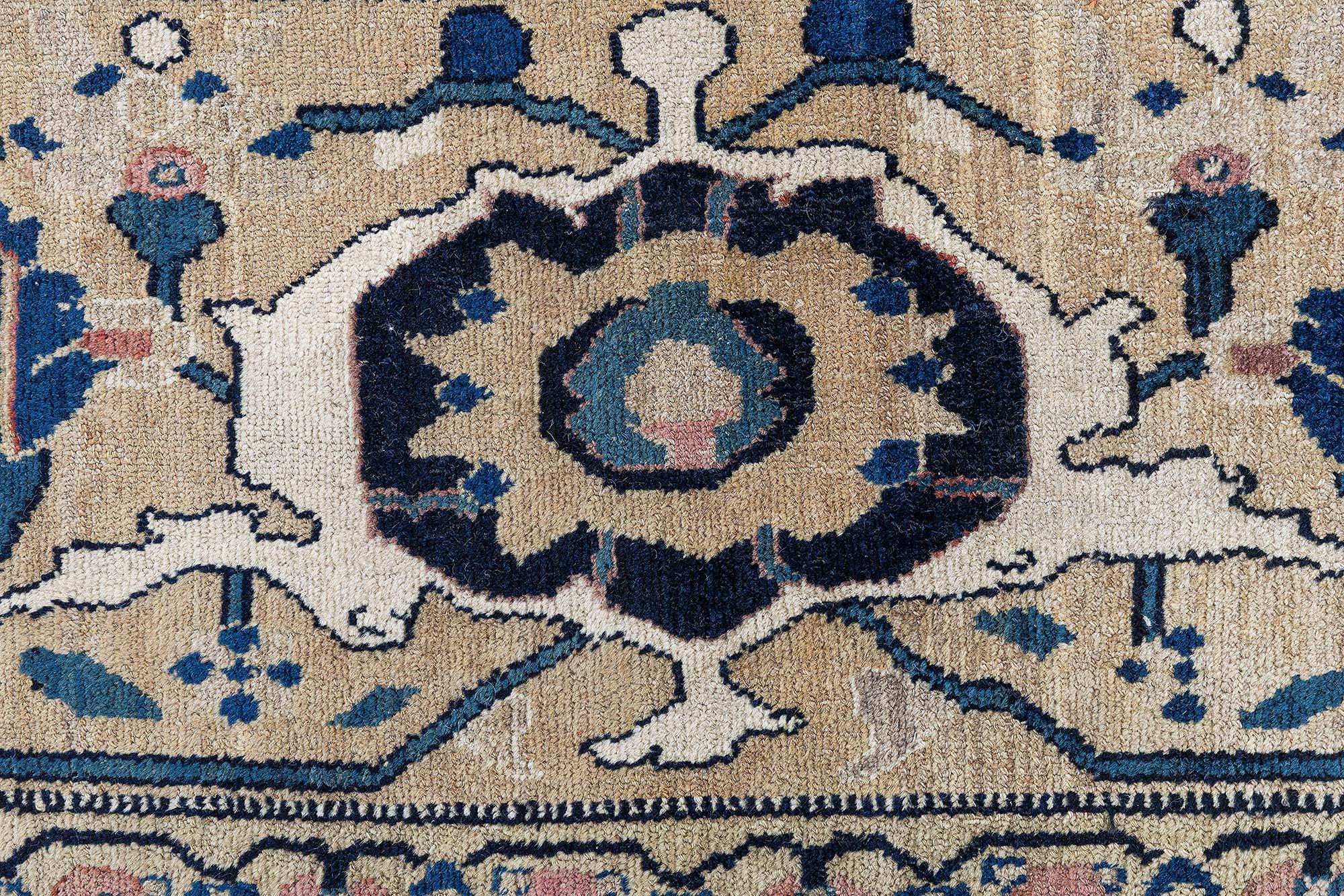 19th Century Doris Leslie Blau Oversized Antique Persian Senneh Rug For Sale