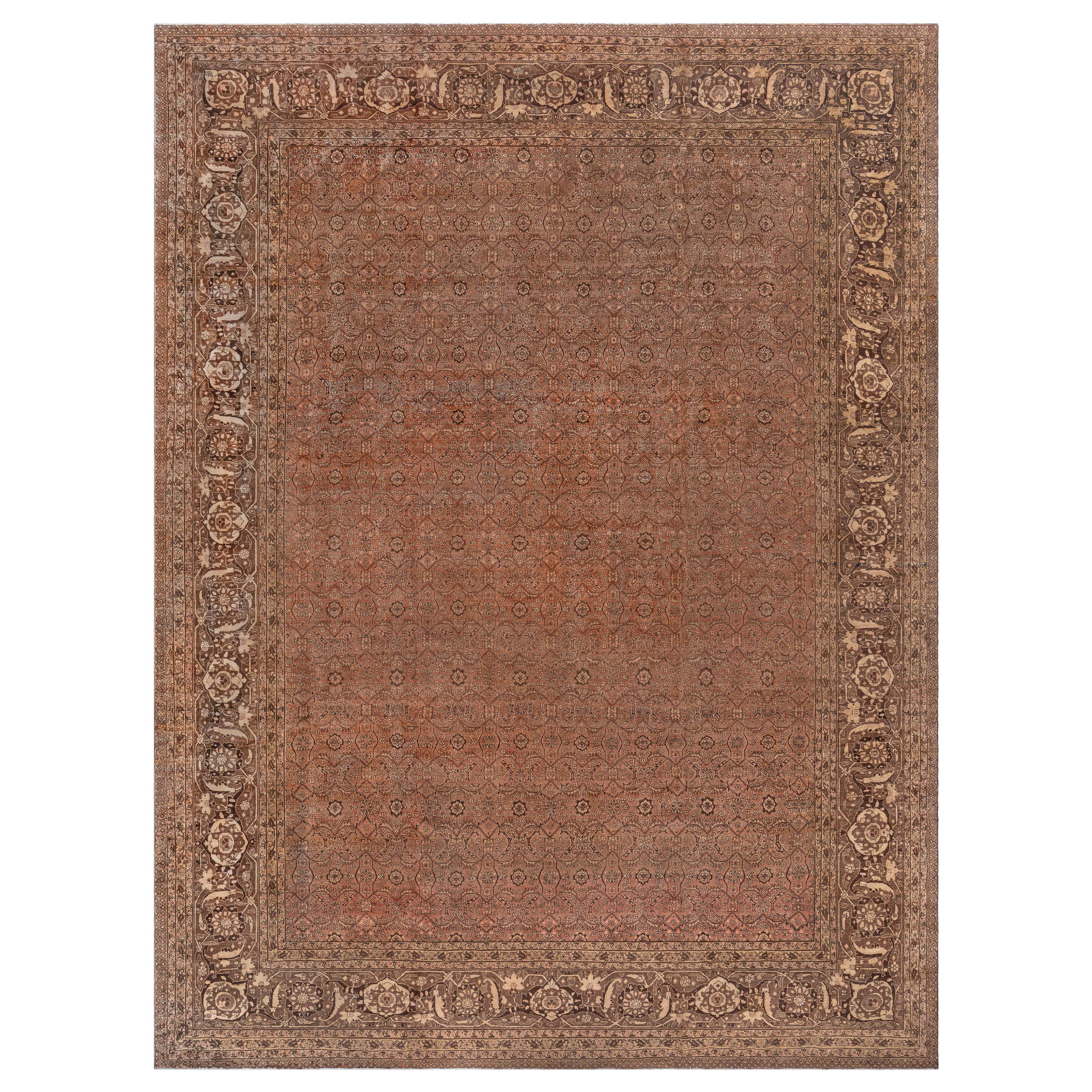 Doris Leslie Blau Übergroßer Antiker Persischer Täbris Teppich