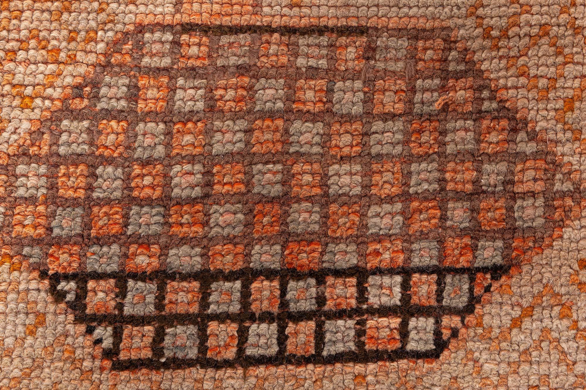Oversized antique Turkish Oushak handmade wool rug
Size: 15'4