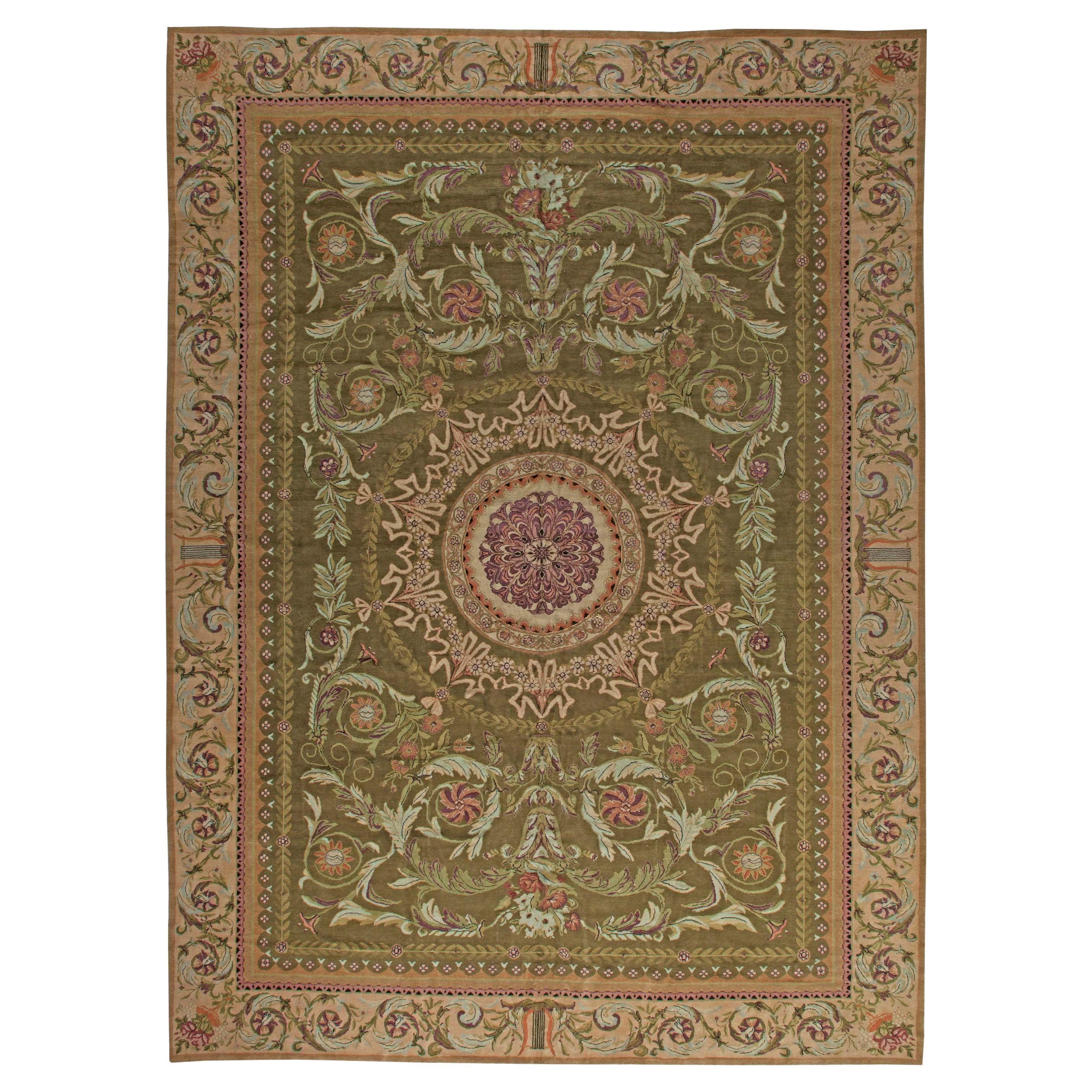 Doris Leslie Blau Oversized French Savonnerie Rug with Rosette Medallion For Sale